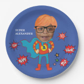 スーパーヒーロー誕生日漫画⚡ファンタスティック特別キッド ペーパープレート (正面)