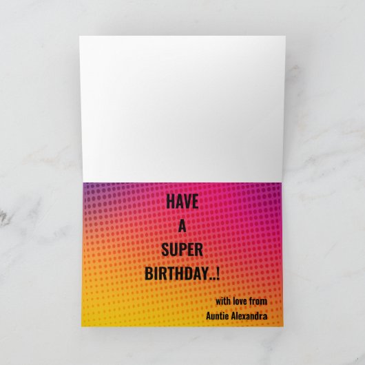スーパーヒーロー誕生日素晴らしアメージングギフトカード カード (内部)