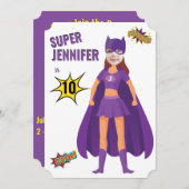 スーパーヒーロー誕生日素晴らしファブアメージング 招待状 (正面/裏面)