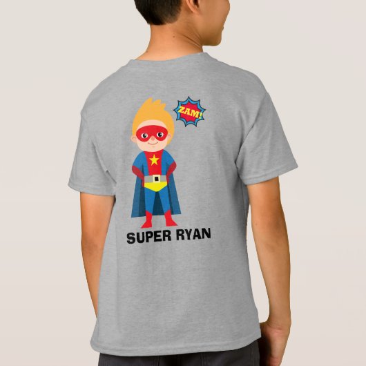 スーパーヒーロー誕生日-おもしろい漫画ブックの誕生日 Tシャツ (裏面)