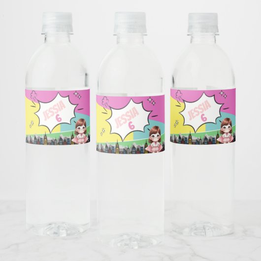 スーパーヒーロー誕生日 ペットボトルラベル (ボトル)