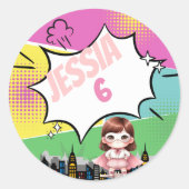 スーパーヒーロー誕生日 ラウンドシール (正面)