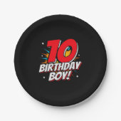 スーパーヒーロー誕生日- 10歳 – 10誕生日 ペーパープレート (正面)