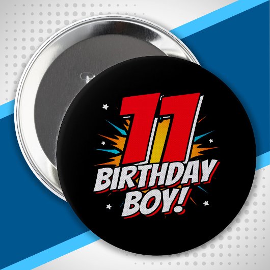 スーパーヒーロー誕生日- 11歳 – 11誕生日 缶バッジ