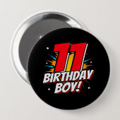 スーパーヒーロー誕生日- 11歳 – 11誕生日 缶バッジ (正面&裏面)