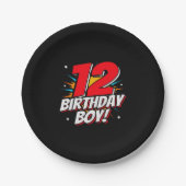 スーパーヒーロー誕生日- 12歳 – 12誕生日 ペーパープレート (正面)