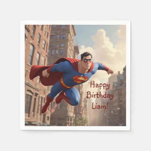 スーパーヒーロー飛んでいる スタンダードカクテルナプキン (正面)