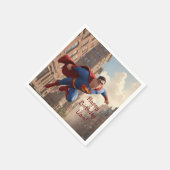 スーパーヒーロー飛んでいる スタンダードカクテルナプキン (角)