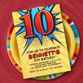 スーパーヒーロー10番目の誕生日招待状 招待状