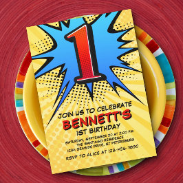 スーパーヒーロー1st誕生日招待状 招待状