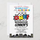 スーパーヒーロー1st誕生日招待状 招待状 (正面)