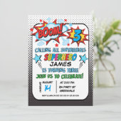 スーパーヒーロー3歳の誕生日パーティの招待状 招待状 (スタンド正面)