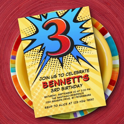 スーパーヒーロー3rd誕生日招待状 招待状