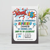 スーパーヒーロー5thバースデーパーティーの招待状 招待状 (スタンド正面)