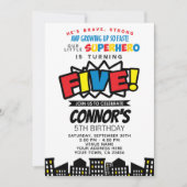 スーパーヒーロー5th誕生日招待状 招待状 (正面)