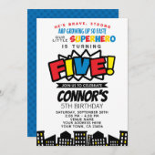 スーパーヒーロー5th誕生日招待状 招待状 (正面/裏面)