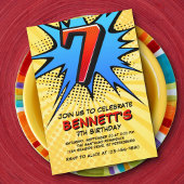 スーパーヒーロー7誕生日招待状 招待状