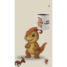 スーパーヒーロー – かわいい恐竜マグカップに勇気づけられるメッセージ ツートーンマグカップ