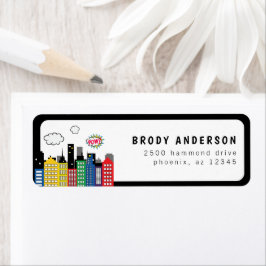 スーパーヒーロー コミックブック テーマの住所 ラベル