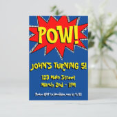 スーパーヒーロー コミックブック テーマの招待状テンプレート 招待状 (スタンド正面)