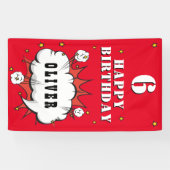 スーパーヒーロー コミック クラウド 赤い少年 誕生日パーティー 横断幕 (横)