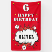 スーパーヒーロー コミック クラウド 赤 レッド バースデー パーティー 横断幕 (縦)