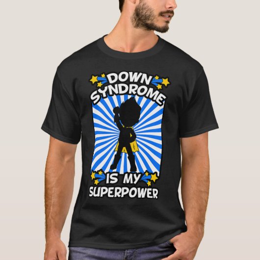 スーパーヒーロー ダウン症 啓発 染色体 スーパー Tシャツ (正面)