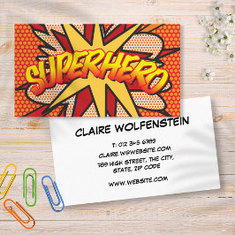 スーパーヒーロー　ファン　レトロ　コミックブック 名刺