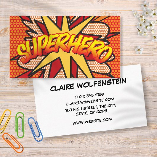 スーパーヒーロー ファン レトロ コミックブック 名刺