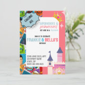 スーパーヒーロー & プリンセス カスタム バースデー インビテーション (スタンド正面)
