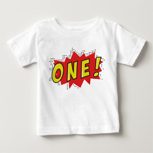 スーパーヒーロー 1歳 パーティー 誕生日 男の子 服 ベビーTシャツ (正面)