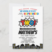 スーパーヒーロー 2歳の誕生日 招待状 (正面)