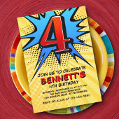 スーパーヒーロー 4歳の誕生日招待状 招待状