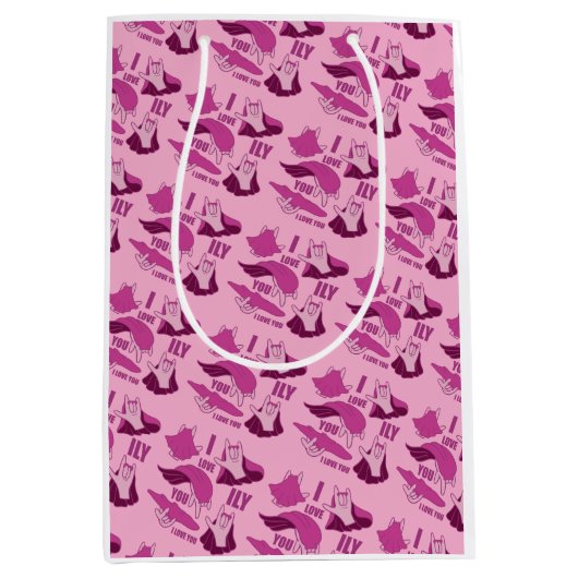 スーパーヒーローILY - ASLデザイン ミディアムペーパーバッグ (正面)