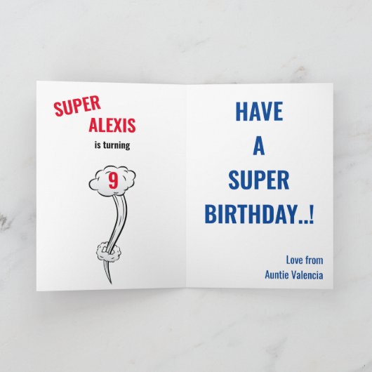 スーパーヒーローUSAガール素晴らしアメージング誕生日 カード (内部)