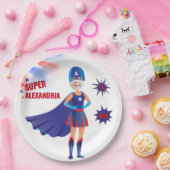 スーパーヒーローUSAガール素晴らしアメージング誕生日 ペーパープレート (パーティー)