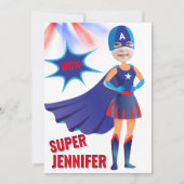 スーパーヒーローUSAガール素晴らしアメージング誕生日 招待状 (正面)