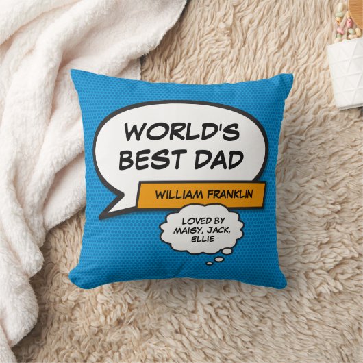 スーパーヒーロ最高のーブルー神父おもしろい、ワールドのパパ クッション (ブランケット)