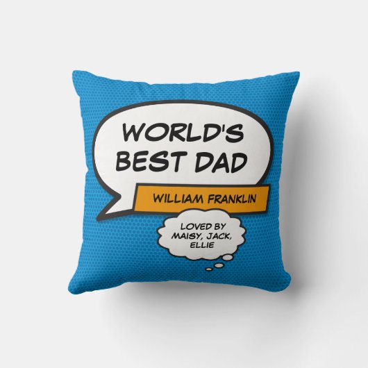 スーパーヒーロ最高のーブルー神父おもしろい、ワールドのパパ クッション (裏面)