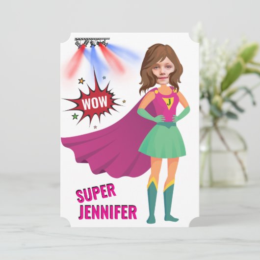 スーパーヒーロ素晴らしアメーユニークジング誕生日 招待状 (スタンド正面)