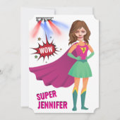 スーパーヒーロ素晴らしアメーユニークジング誕生日 招待状 (正面)