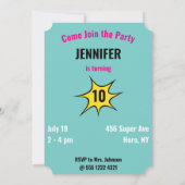 スーパーヒーロ素晴らしアメーユニークジング誕生日 招待状 (裏面)