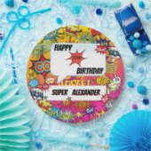 スーパーヒーロ素晴らしキッド漫画誕生日紙プレート ペーパープレート (パーティー)