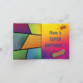 スーパーヒーロ飛んでいるフォト専門誕生日 カード (内部)