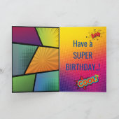 スーパーヒーロ飛んでいるフォト専門誕生日 カード (内部)