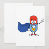 スーパーピル カートゥーン ヒーロー キャラクター 招待状 (正面/裏面)