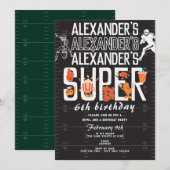 スーパーフットボールゲームスポーツバースデーパーティー 招待状 (正面/裏面)