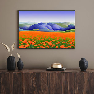 スーパーブルーム Surreal Poppies Landscape ポスター