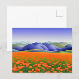 スーパーブルーム Surreal Poppies Landscape ポストカード