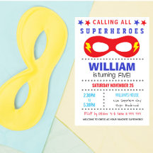 スーパーヘロスパーティーハッピーバースデー招待状